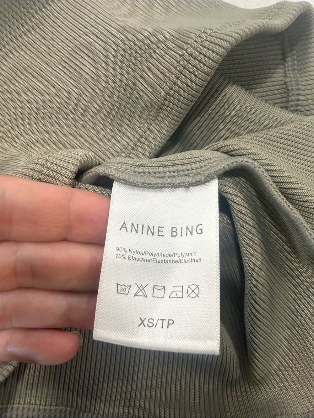 Anine Bing Olive Ribbed Racerback Tank Top - Picture 4 of 5